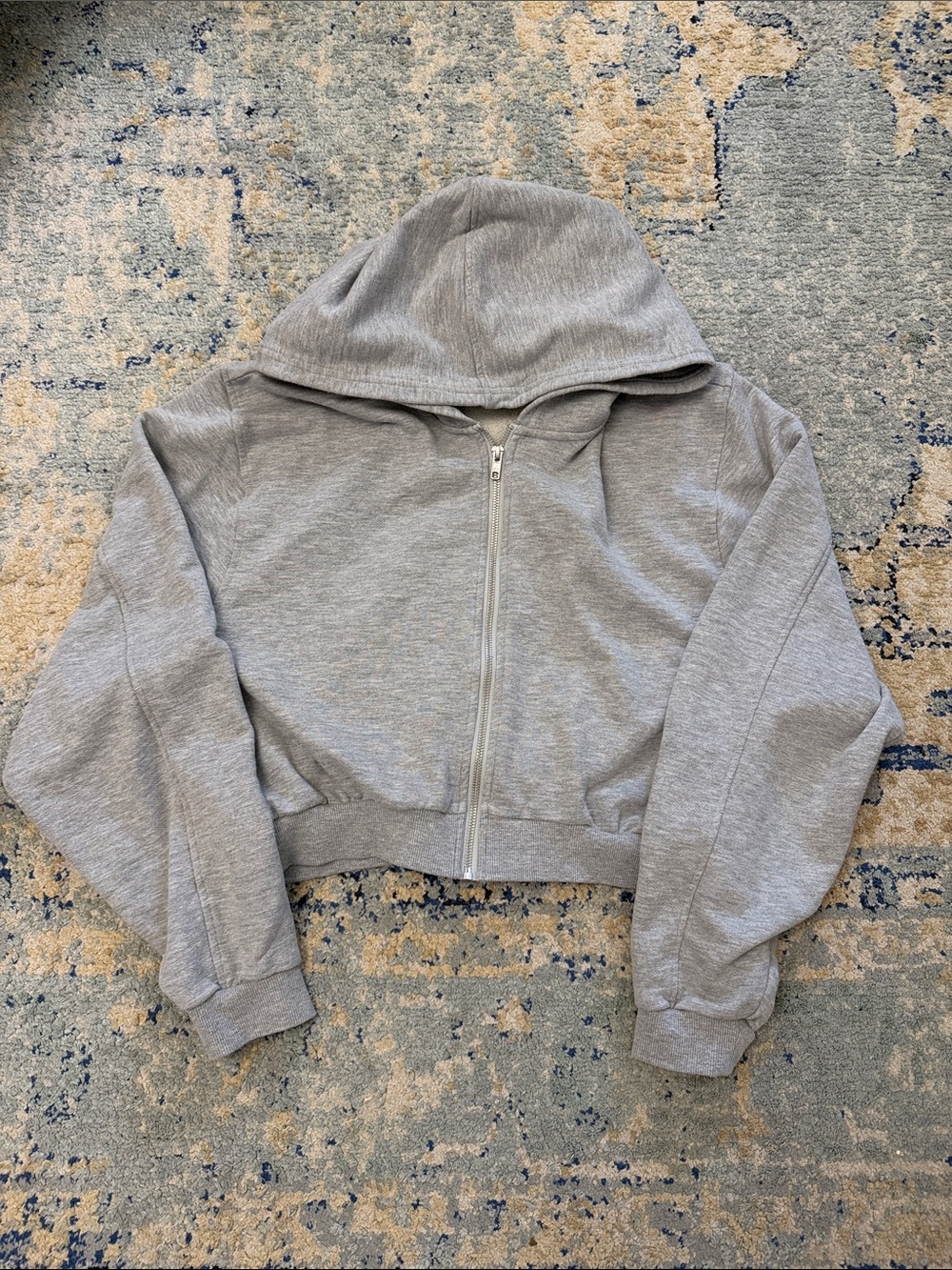 ALO Yoga Gray Cropped Full-Zip Hoodie size large